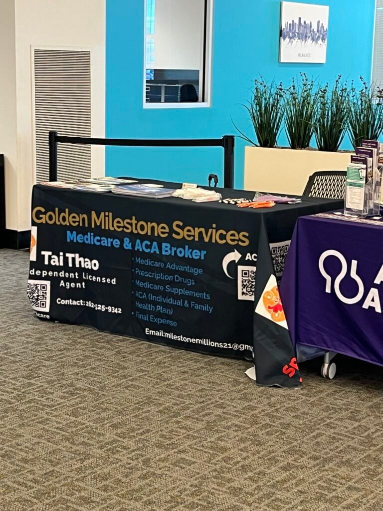 Golden Milestone Services information booth at the WCCC Know Your Health 2.0 event at Milwaukee Central Library